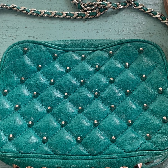 Rebecca Minkoff Spike Studded Peacock Mini Crossbody “Like New” - Picture 5 of 12